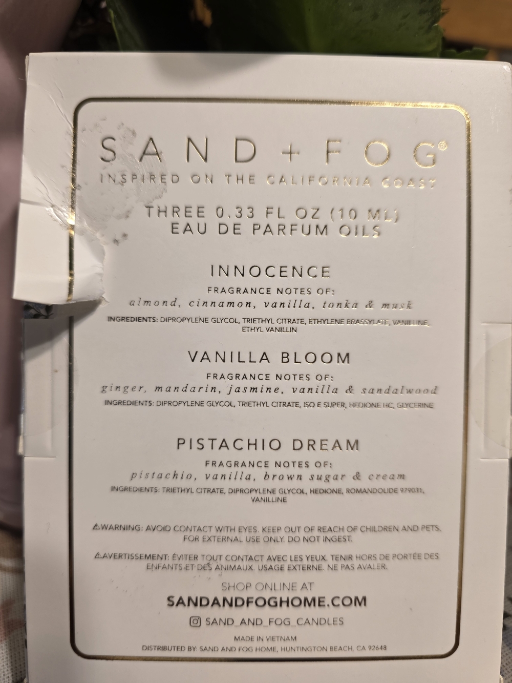 SAND+FOG Eau de Parfum Oil Trio — Blue, Cream & Green - Picture 2 of 2